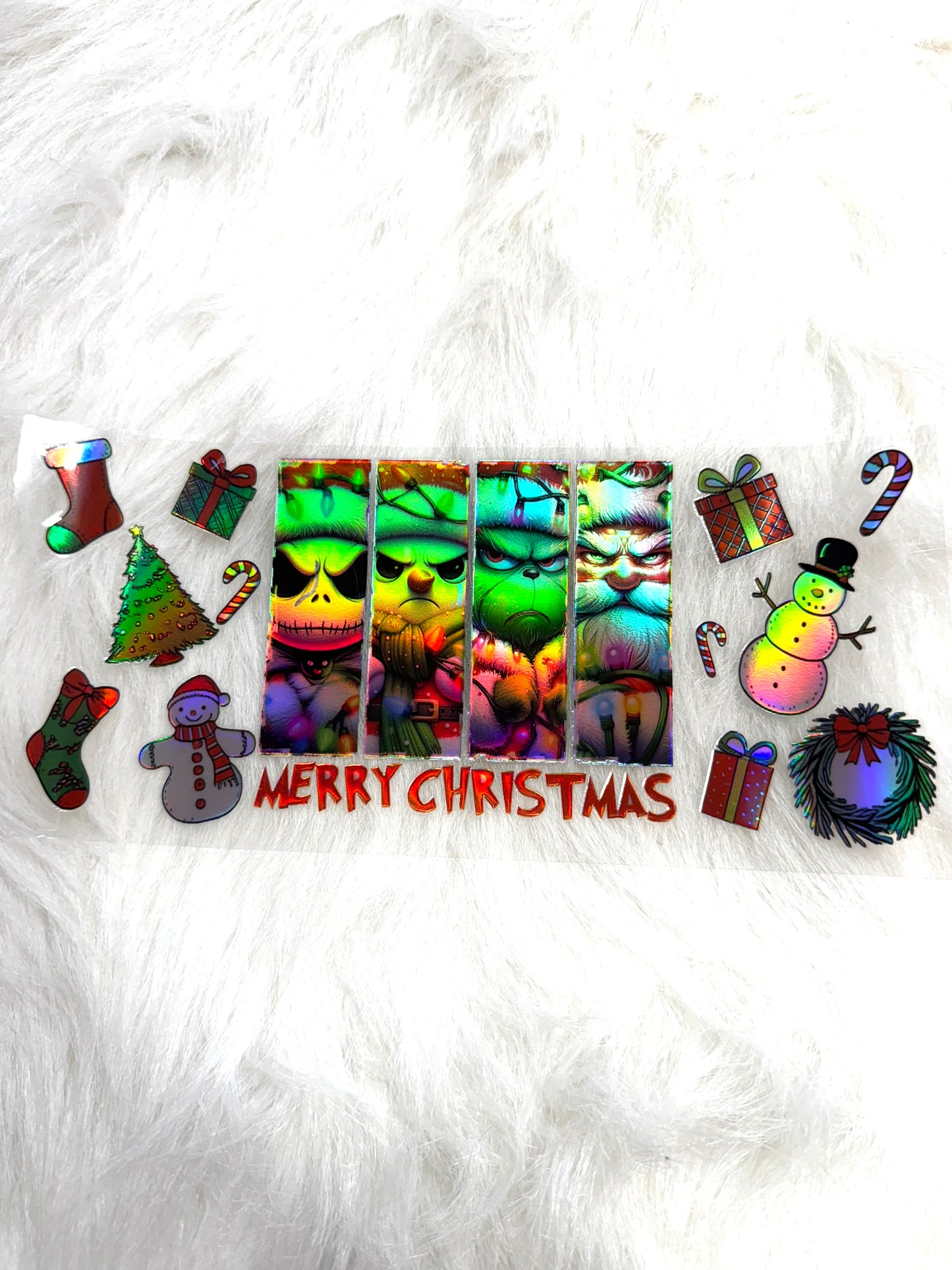 Holographic UV DTF Xmas Guys Wrap Sticker  #46