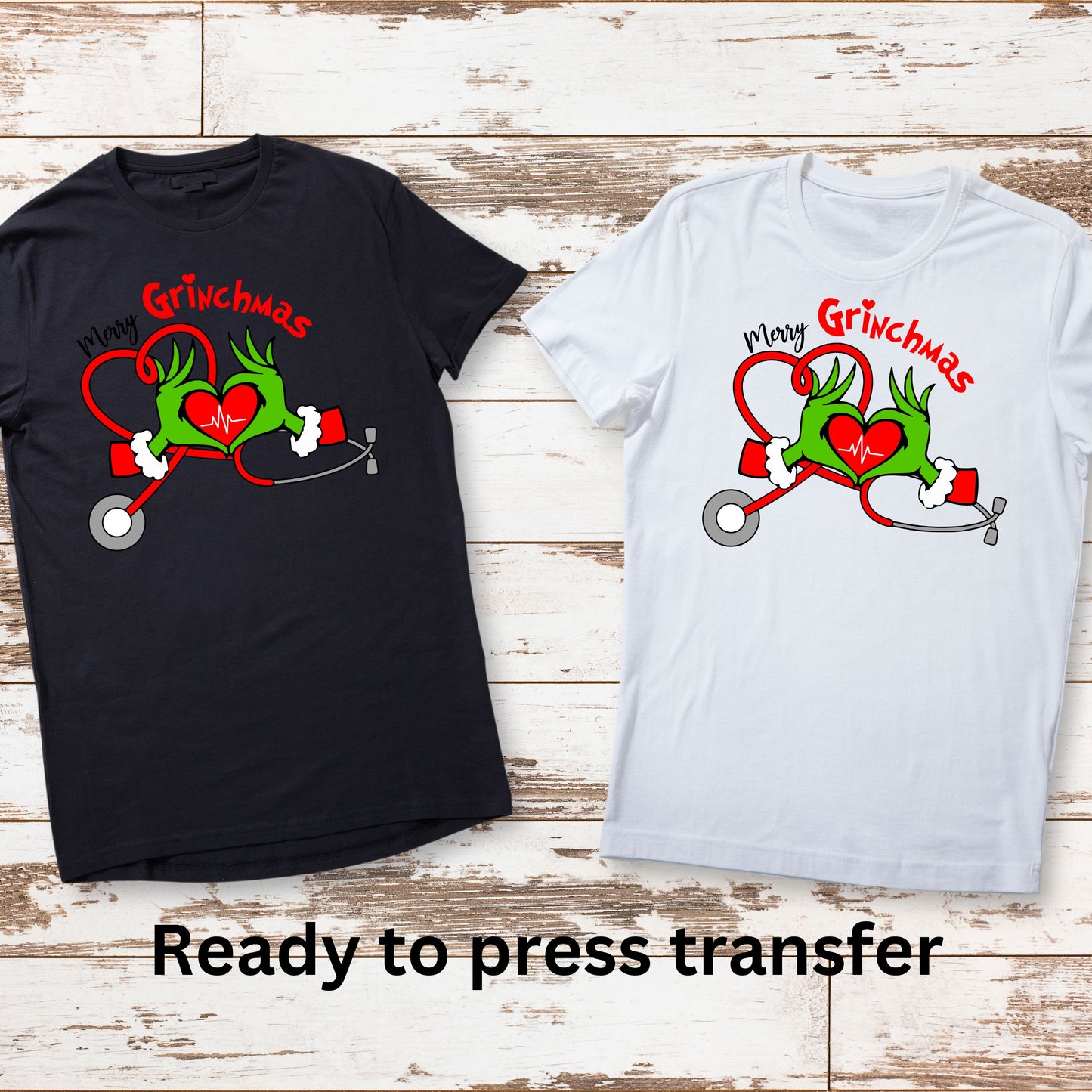 DTF ready to press transfer Merry Grinmas nurse medical, Direct to film heat press transfer. DTF Print, Heat Transfer #11167