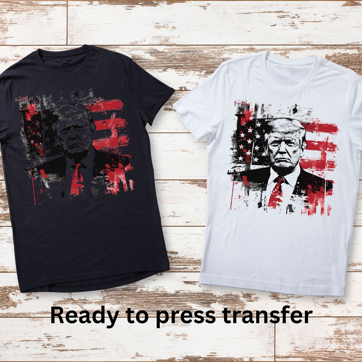 DTF ready to press transfer. Trump distressed look American Flag Patriotic. Direct to film heat press transfer. DTF Print, Heat Transfer #11048