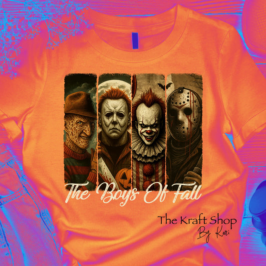 DTF ready to press transfer. The Boys Of Fall Halloween Horror Characters shirt image DTF Print #11512