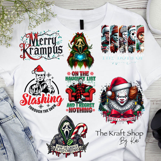 DTF ready to press transfer Horror Christmas shirt transfer, DTF Print #11573