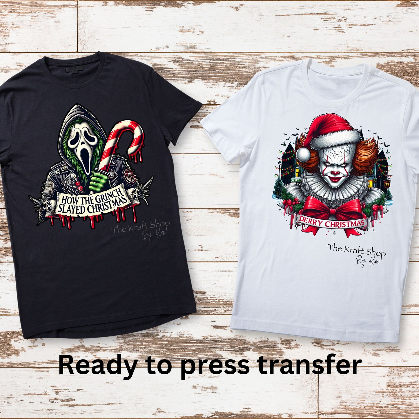 DTF ready to press transfer Horror Christmas shirt transfer, DTF Print #11573