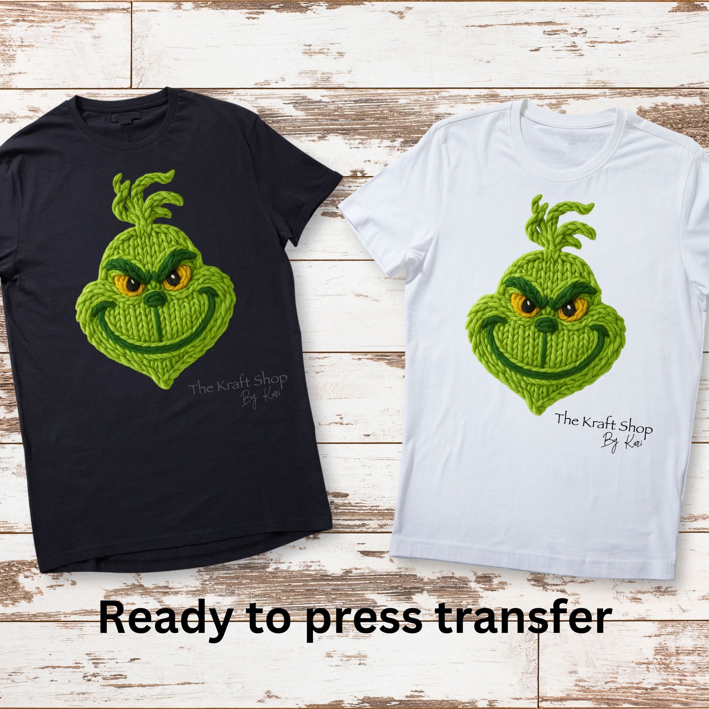 DTF ready to press transfer Yarn Grin crochet look shirt decal DTF Print #11585