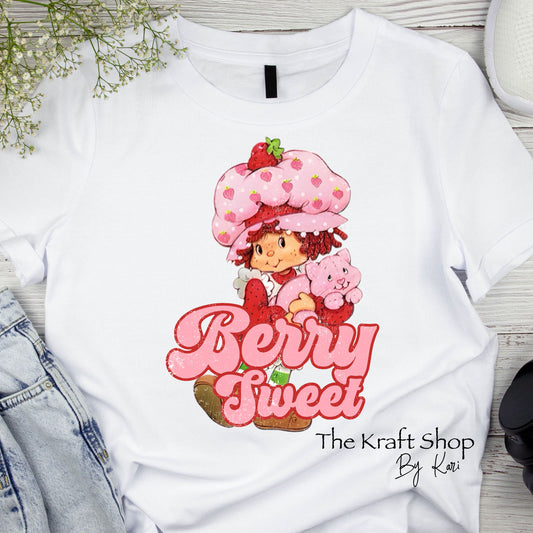 DTF ready to press transfer. Berry sweet distressed cute pink girl with cat. Direct to film heat press transfer. DTF Print, Heat Transfer#11423