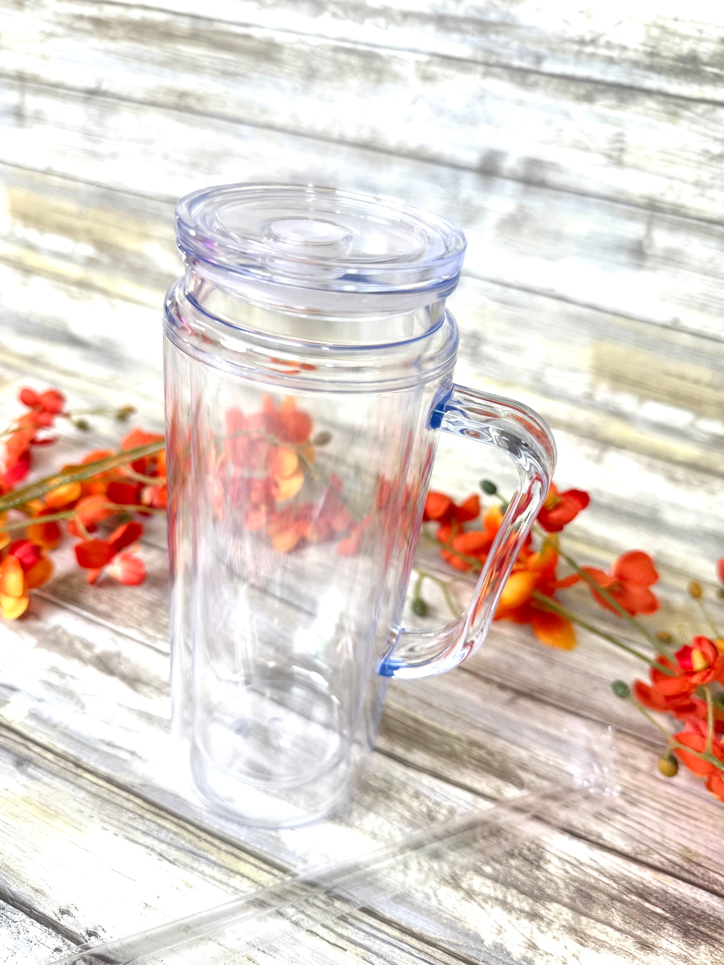 20oz snow globe blank with handle, stopper and straw