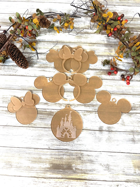 DIY Mick and Minn Christmas Shaker snow globe ornament KITS Acrylic blanks shapes. DIY ornaments. Acrylic shapes for crafts. (Copy)