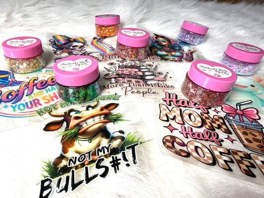 Kari's Krafty Kits Custom glitter mix and (1) UVDTF snow globe kit