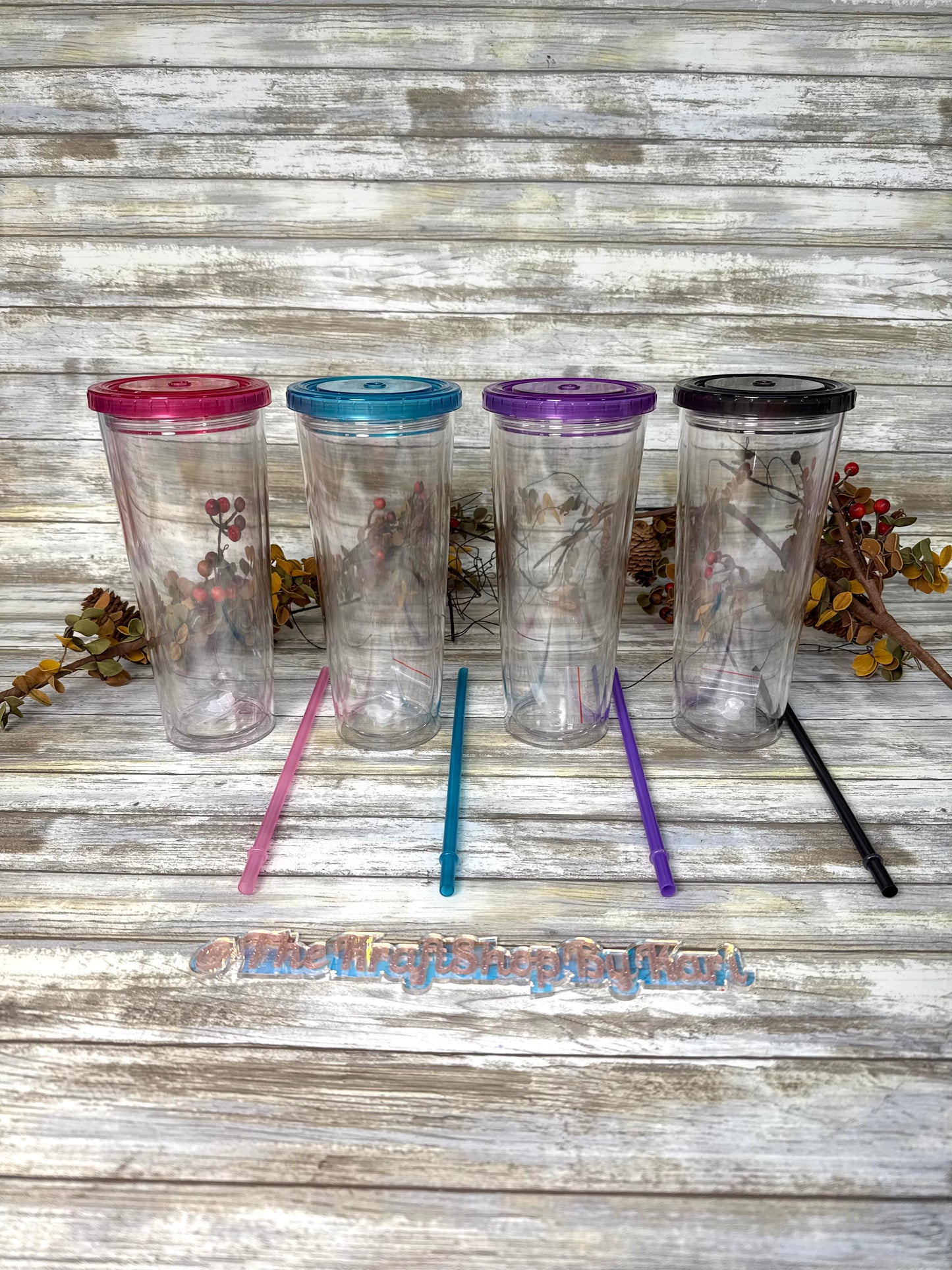 24 oz acrylic snow globe blanks with straw