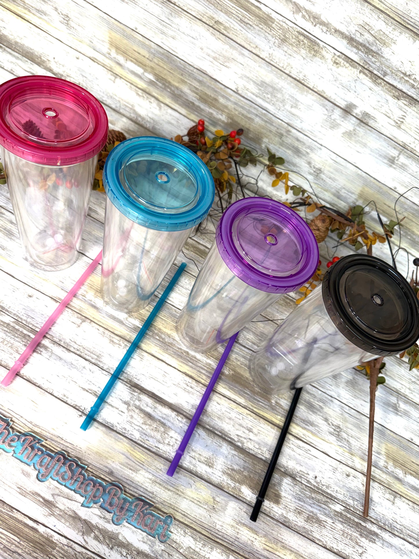 24 oz acrylic snow globe blanks with straw