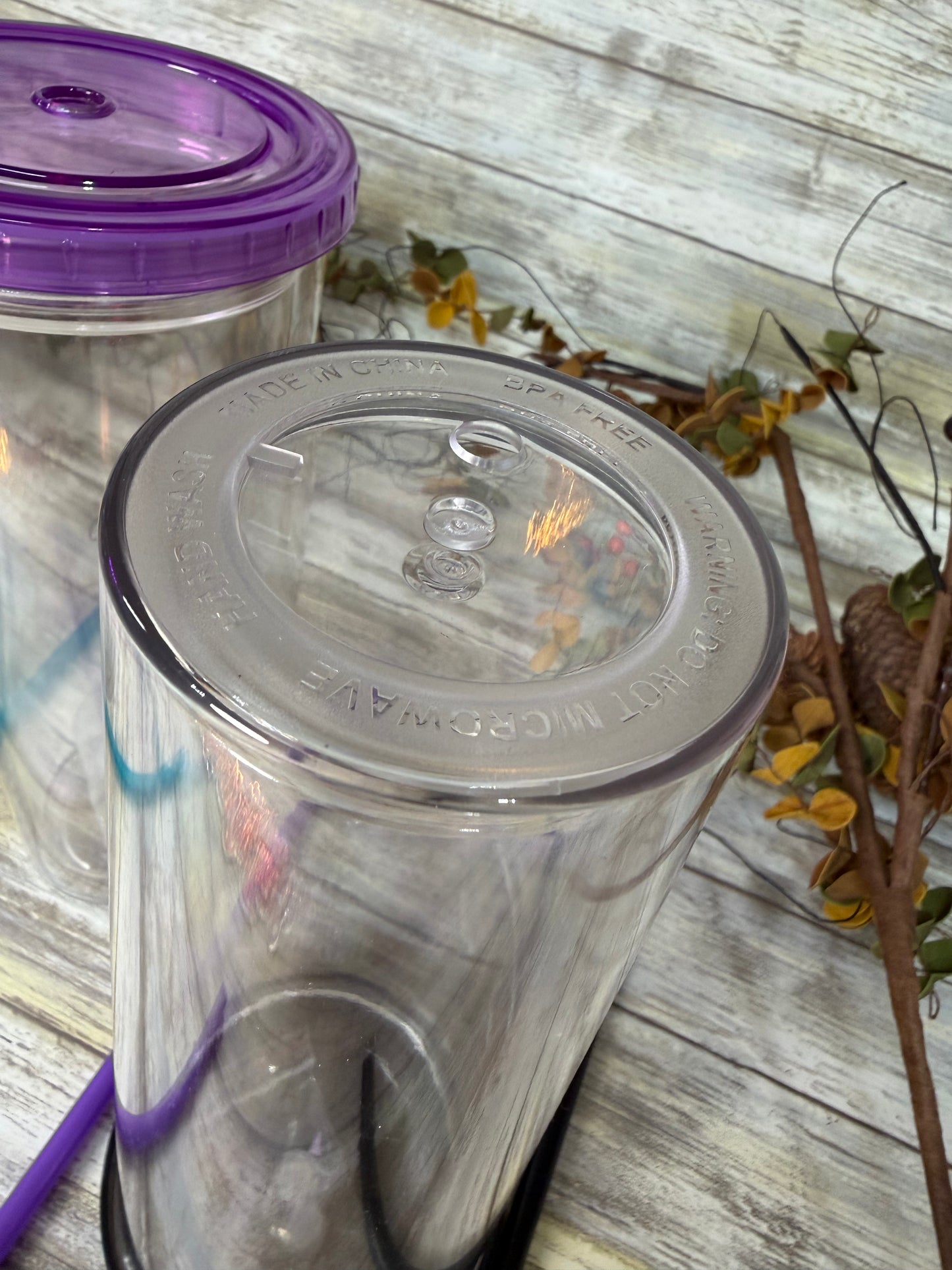 24 oz acrylic snow globe blanks with straw
