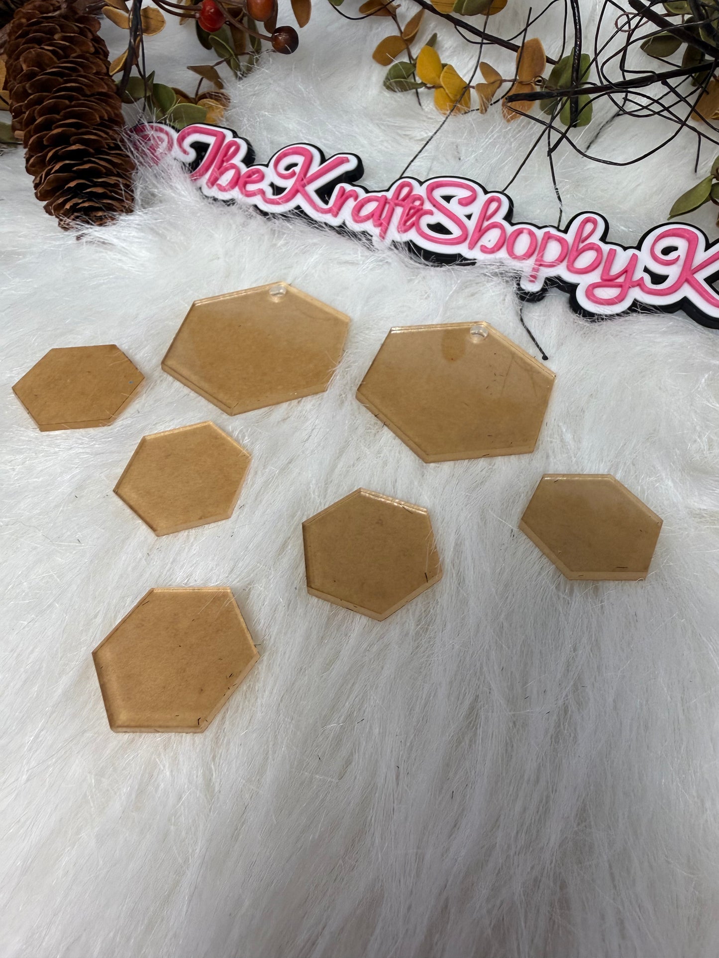 Honeycomb Acrylic shapes used for vinyl, quilting or woodworking. Crafter supply tool. DIY supply. Router templates.