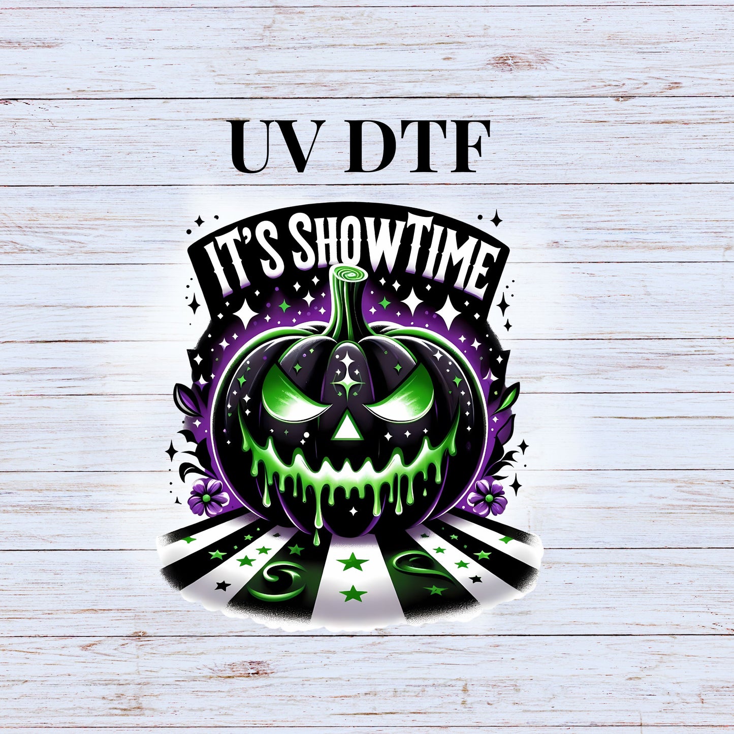 UV DTF Sticker print Beetle juice Showtime, tumbler decal, permanent sticker. Uv wrap for glass can tumbler. #7051