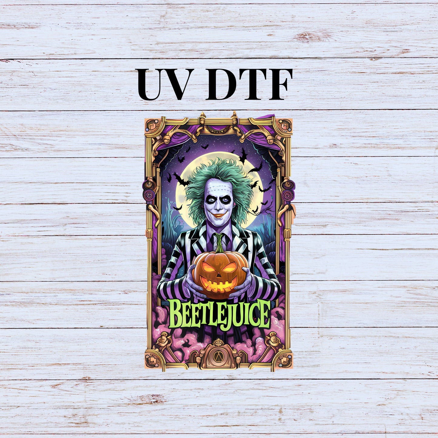 UV DTF Sticker print. Beetle Tarot Card decal, tumbler decal. UV wrap for glass can tumbler.#7087