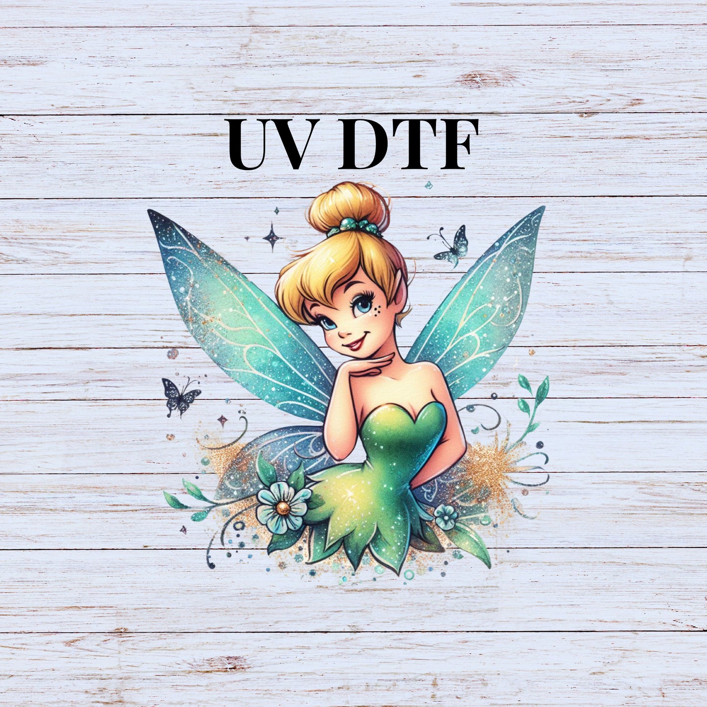 UV DTF Sticker print Blue Tink fairy decal, tumbler decal, permanent sticker.  #10085