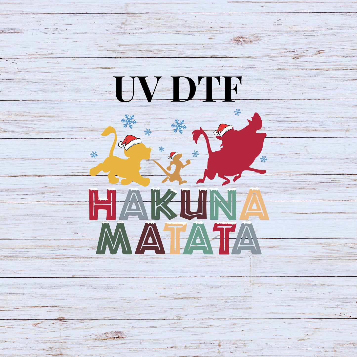 UV DTF Sticker print Christmas Hakuna Matata decal, tumbler decal, permanent sticker. Uv wrap for glass can tumbler. #7159