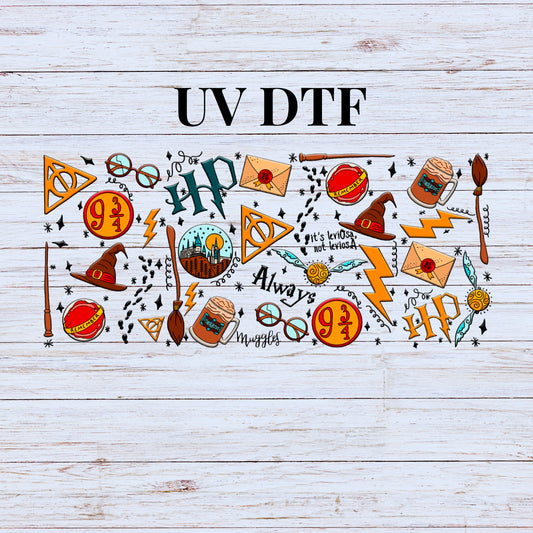 UV DTF Sticker print HP wizard elements decal, tumbler decal,  Uv wrap glass can tumbler. #5018