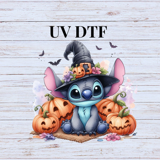 UV DTF Sticker print Stith Pumpkin decal, tumbler decal, permanent sticker. Uv wrap for glass can tumbler. #7047