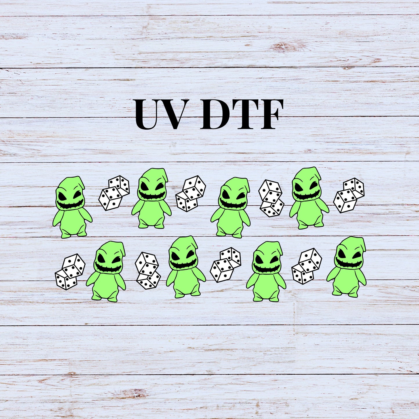 UV DTF Sticker print. Oogie and dice can or tumbler wrap decal, tumbler decal. UV wrap for glass can tumbler. #5202