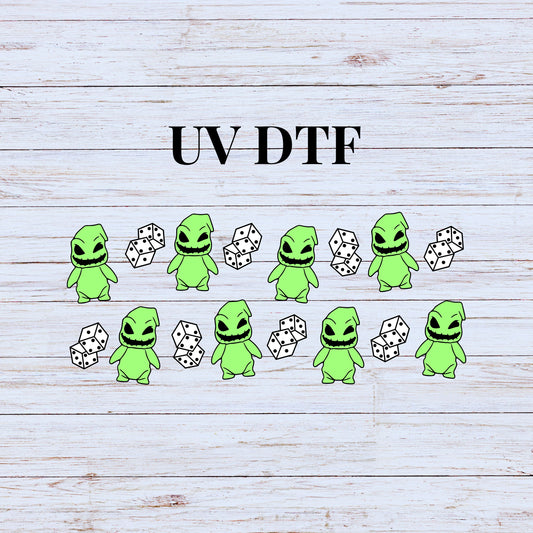 UV DTF Sticker print. Oogie and dice can or tumbler wrap decal, tumbler decal. UV wrap for glass can tumbler. #5202