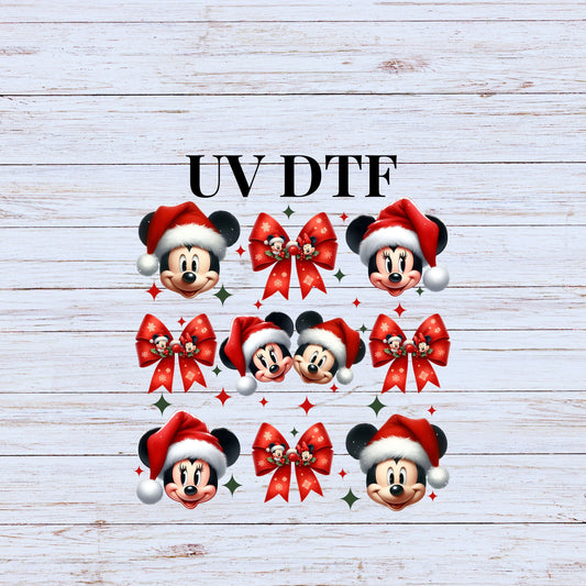 UV DTF Sticker print. Mick Minn Bow Christmas croquette decal, tumbler decal, permanent sticker, tumbler. #7133