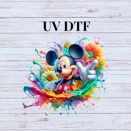 UV DTF Sticker print Mick paint splatter decal, tumbler decal, permanent sticker. Uv wrap for glass can tumbler. #10066