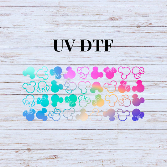 UV DTF Sticker print. Pastel Ombre Min Mouse can or tumbler wrap decal, tumbler decal. UV wrap for glass can tumbler. #5203