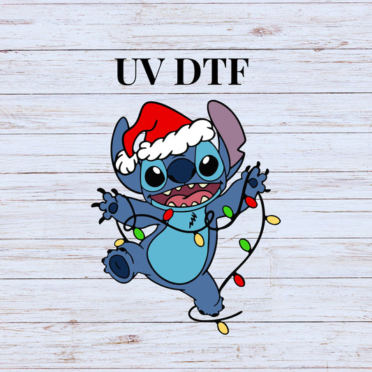 UV DTF Sticker print. Christmas Stitc lights decal, tumbler decal. UV wrap for glass can tumbler.#7088