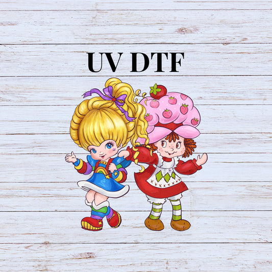 UV DTF Sticker print Strawberry and Rainbow decal, tumbler decal, permanent sticker.  #10089