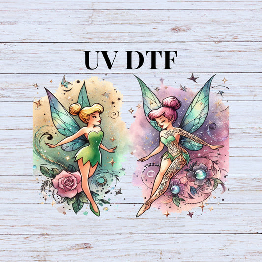 UV DTF Sticker print Bad and Good tattoo Tink decal, tumbler decal, permanent sticker.  #10088