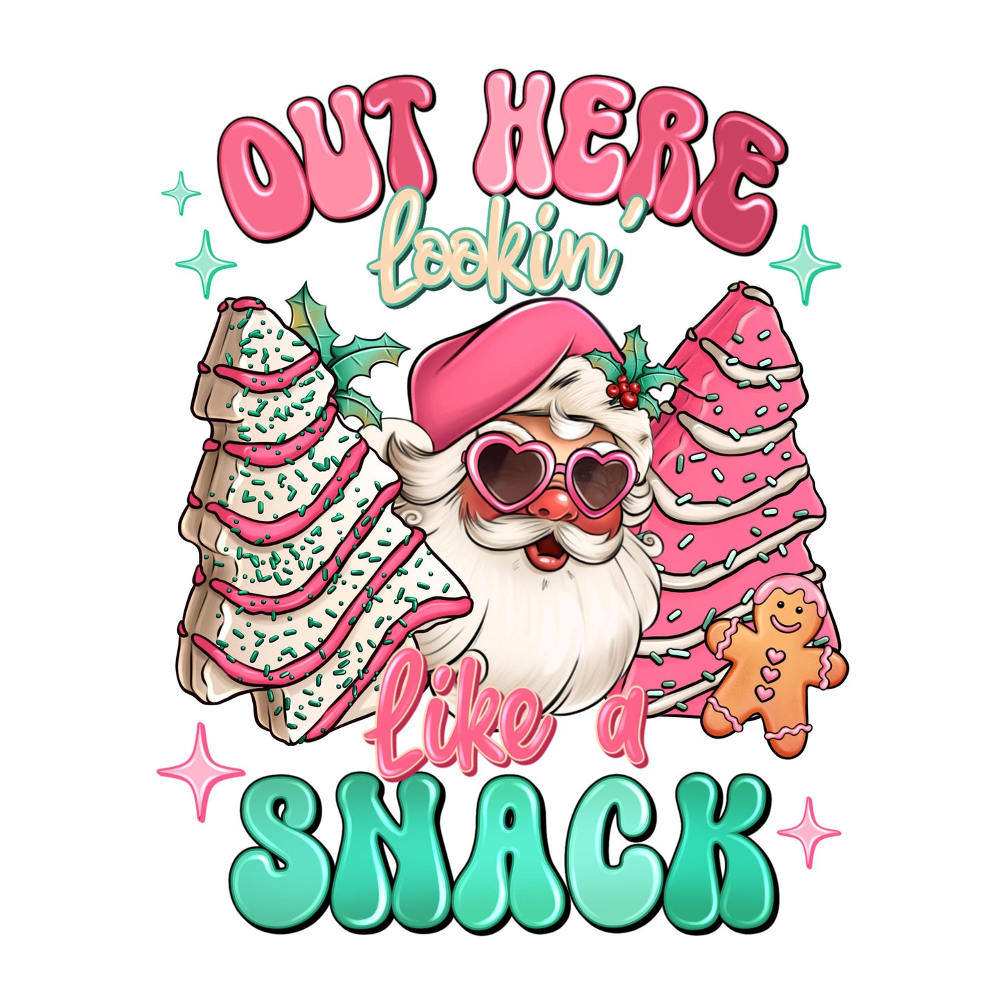 UV DTF Sticker print Santa Out here looking like a snack Christmas decal, tumbler decal, permanent sticker.  #7239