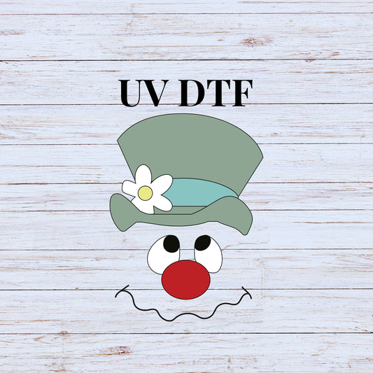 UV DTF Sticker print Fros face Merry Christmas decal, tumbler decal, permanent sticker. Uv wrap for glass can tumbler. #7150