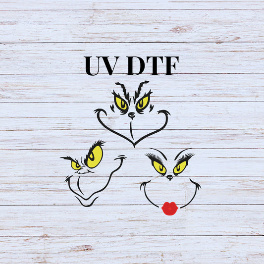 UV DTF Sticker print Grin face smirking or girl Merry Christmas decal, tumbler decal, permanent sticker. Uv wrap for glass can tumbler. #7154