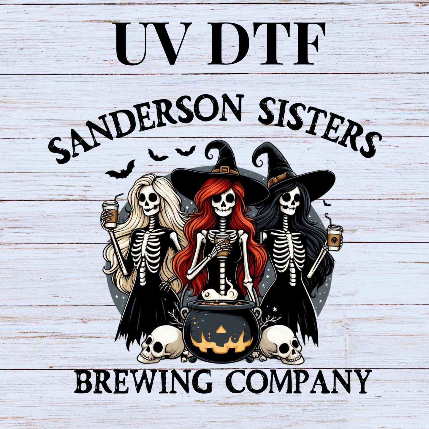 UV DTF Sticker print Sanders sisters Halloween decal, tumbler decal,  Uv wrap glass can tumbler. #7038