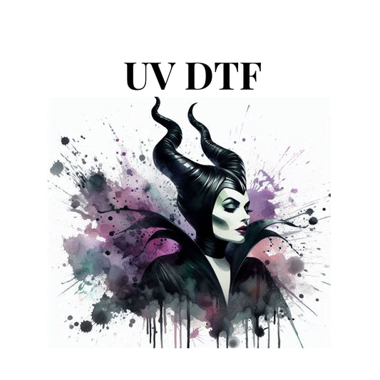 UV DTF Sticker print Maleficent Halloween decal, tumbler decal,  Uv wrap glass can tumbler. #7039