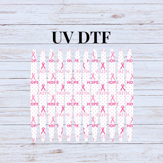 UV DTF Sticker print. Pink Awareness Breast Cancer stripe pattern template wrap for 20 oz tumblers or diy project  UV dtf decals. #5216