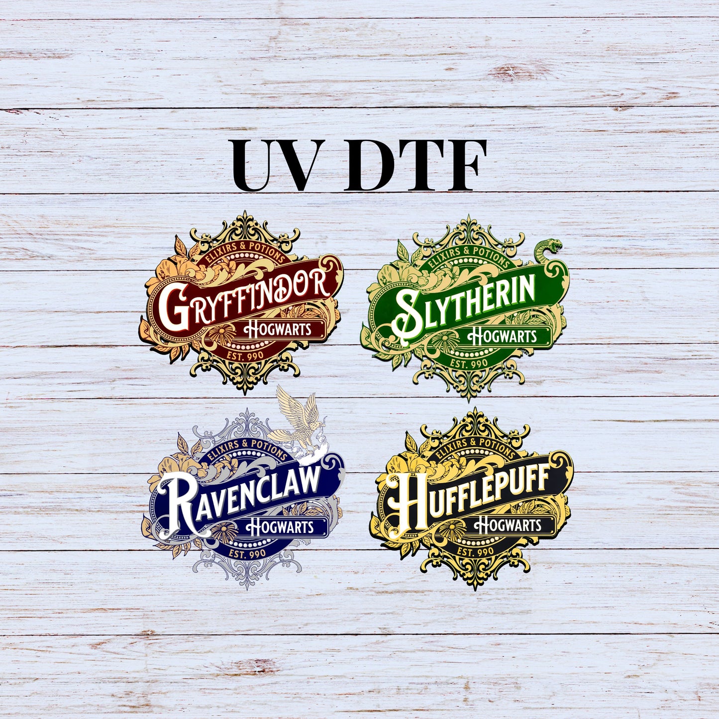 UV DTF Sticker print HP Logo labels wizard Houses decal, tumbler decal, permanent sticker. Uv wrap for glass can tumbler. #4291