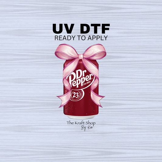UV DTF Sticker print. Dr P with pink bow decal, tumbler decal, permanent sticker. #4464