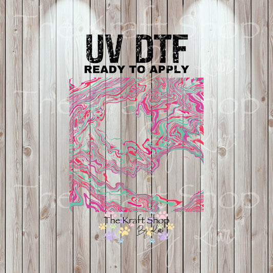 UV DTF Sticker print. Hydro dip cheat sheet helper wrap #3 Pink Teal tumbler decal. Glass can wrap.  #5327
