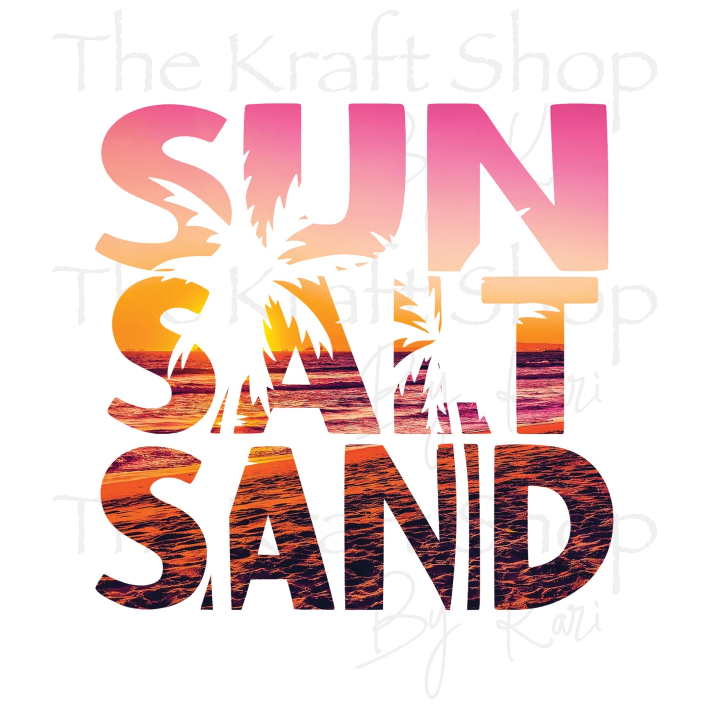 UV DTF Sticker print. Sun Salt Sand palm tree sunset pattern permanent sticker tumbler decal  #4517