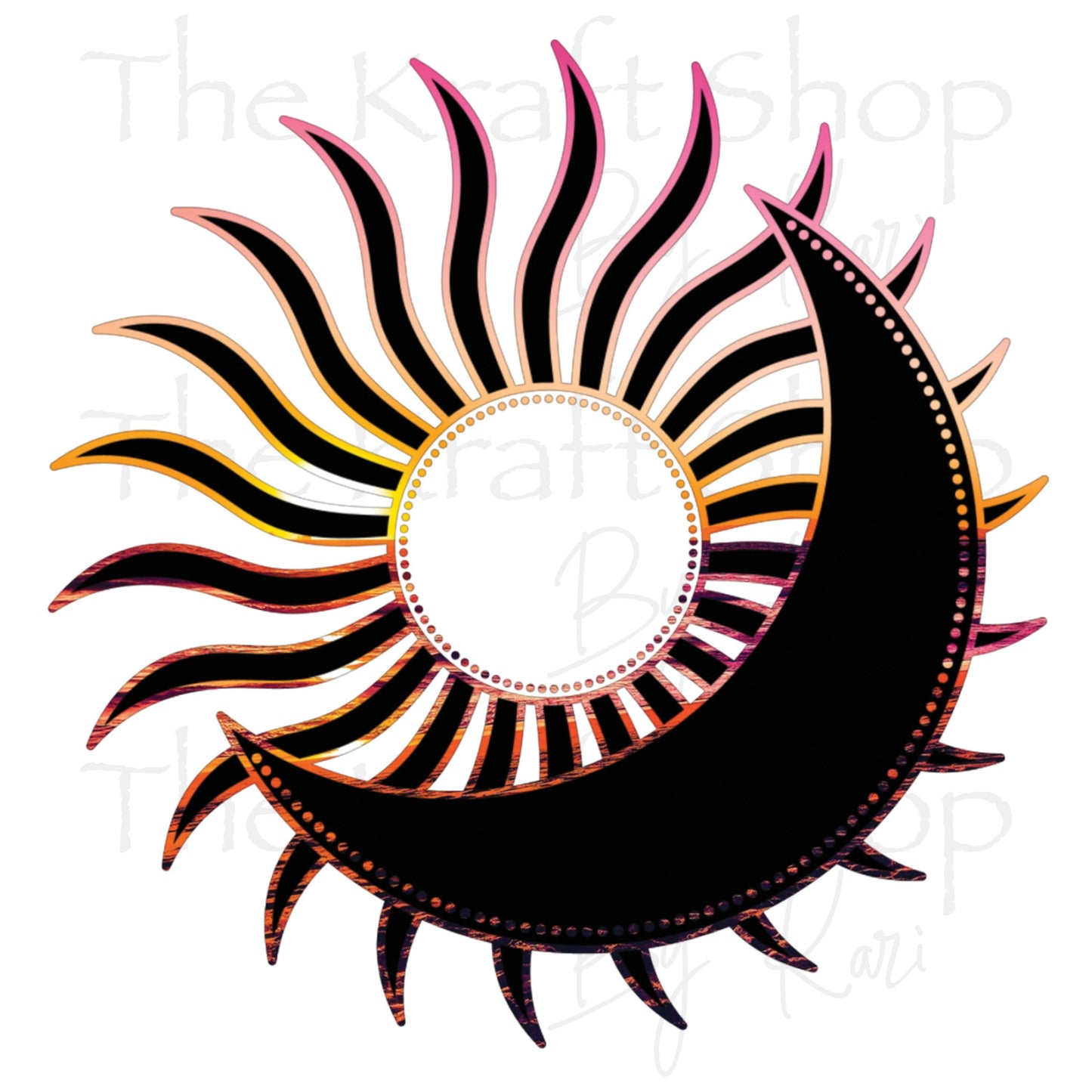 UV DTF Sticker print. Sunset celestial moon sunset pattern permanent sticker tumbler decal  #10271