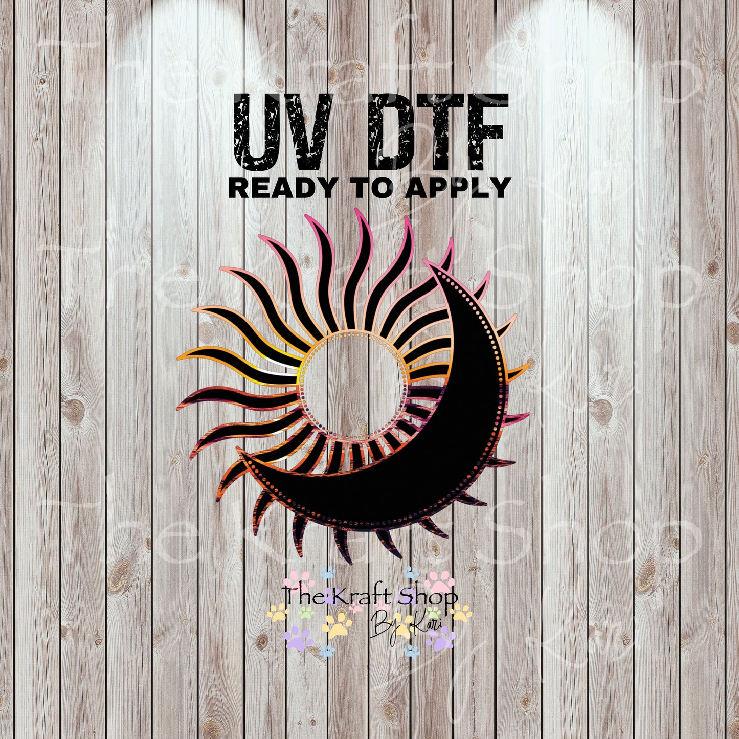 UV DTF Sticker print. Sunset celestial moon sunset pattern permanent sticker tumbler decal  #10271