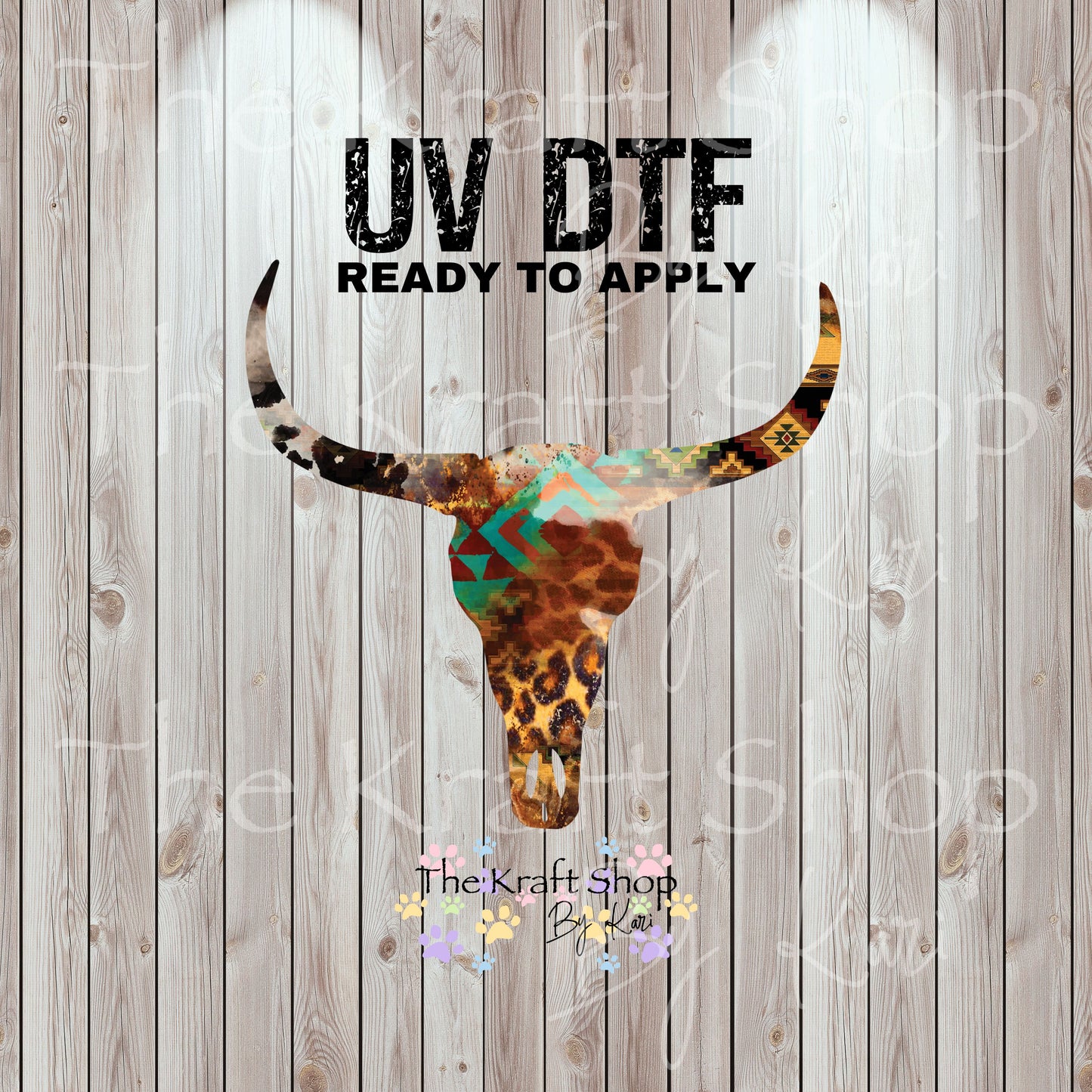 UV DTF Sticker print. Western Aztek pattern skull permanent sticker tumbler decal  #2031