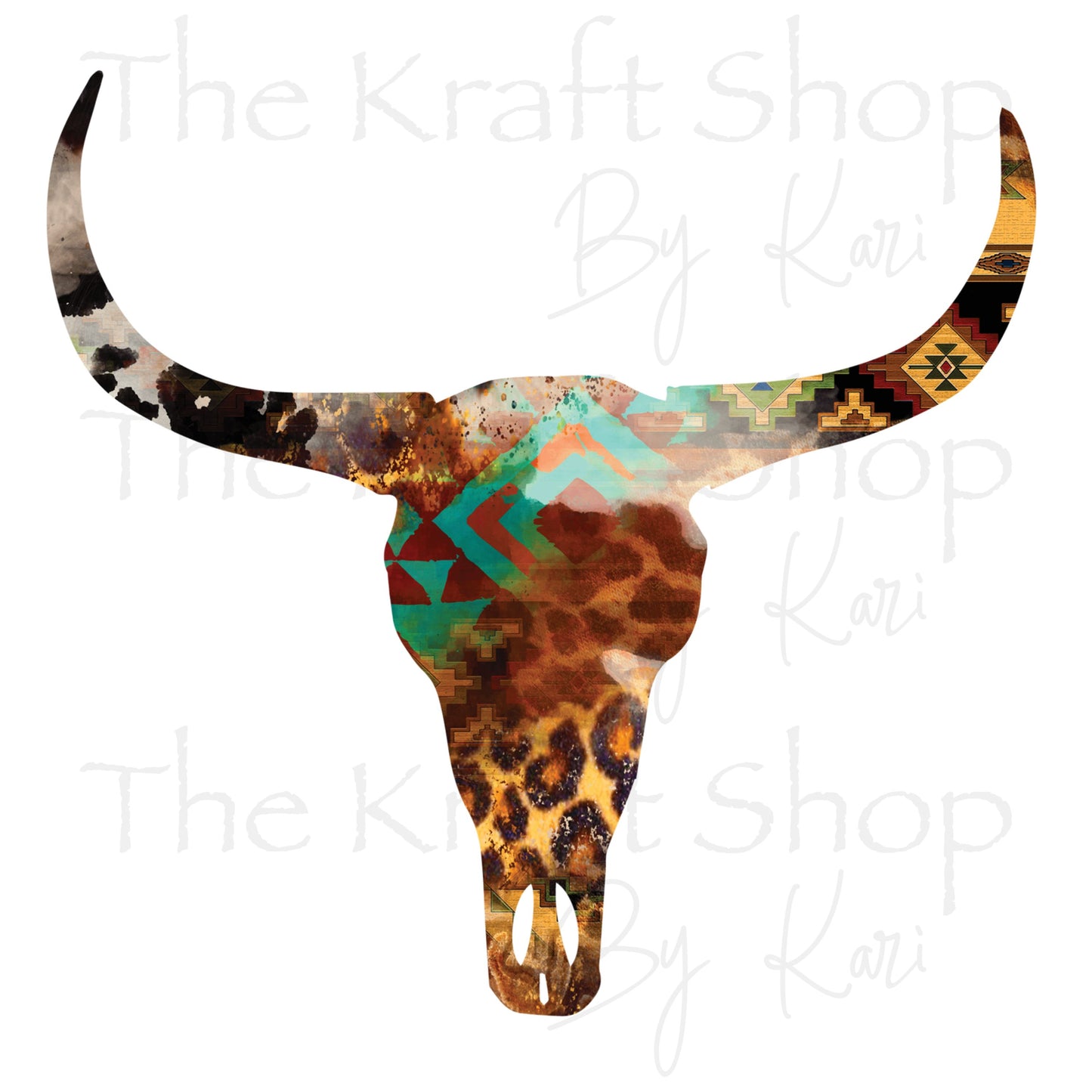 UV DTF Sticker print. Western Aztek pattern skull permanent sticker tumbler decal  #2031