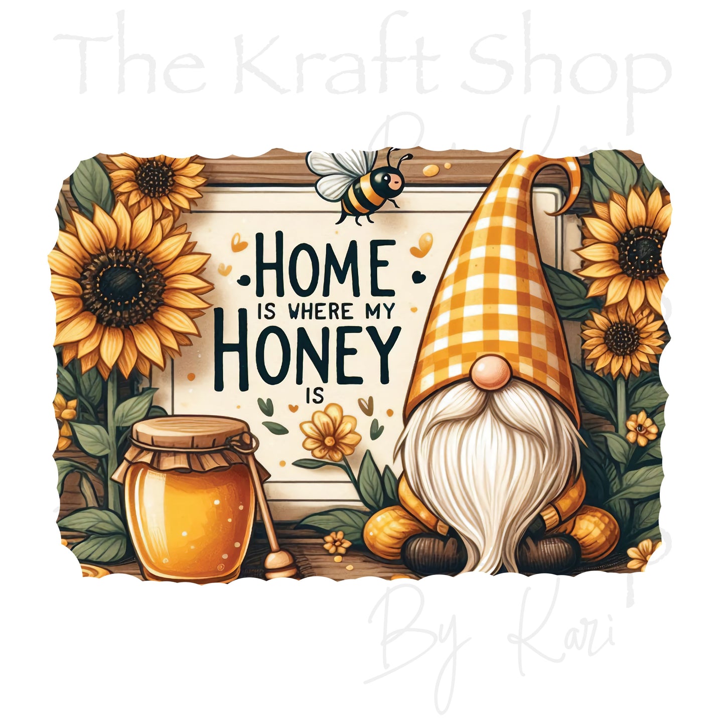 UV DTF Sticker print. Home is where the honey is country gnome permanent sticker tumbler decal  #4516