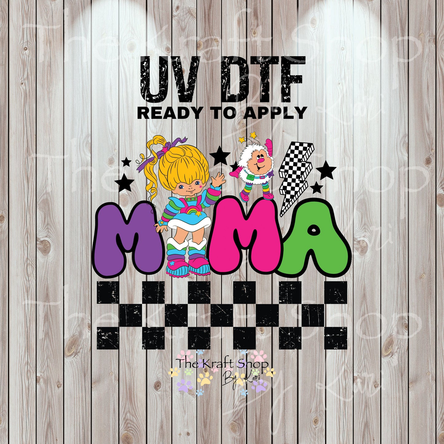 UV DTF Sticker print. Brite Mama retro lightening bolt permanent sticker tumbler decal  #4521