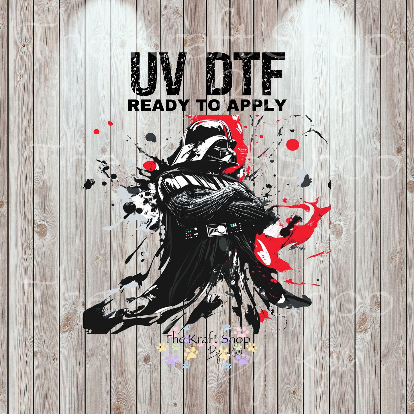 UV DTF Sticker print. Darth Paint Splatter evil image permanent sticker tumbler decal  #10274