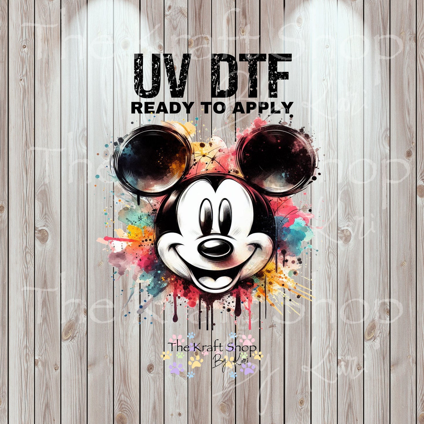 UV DTF Sticker print. Mick Head Paint Splatter image permanent sticker tumbler decal  #10275