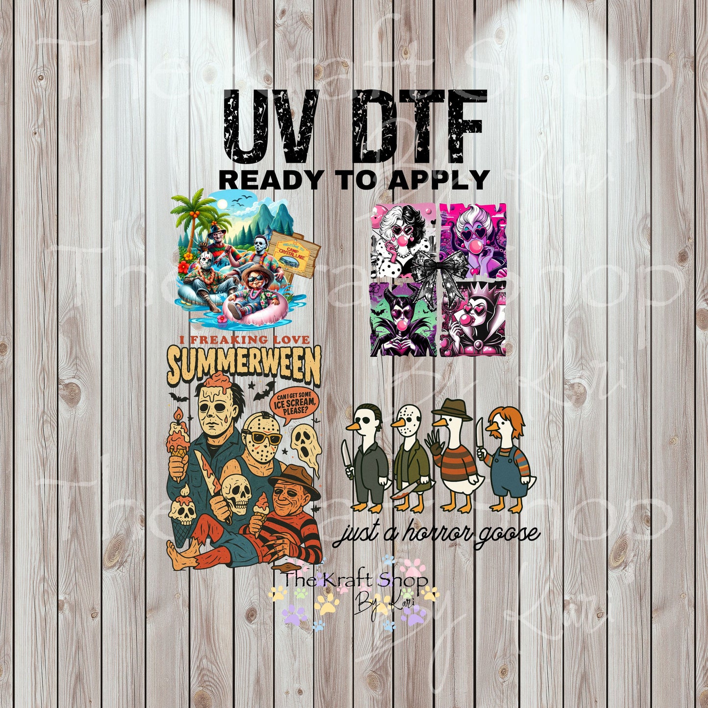 UV DTF Sticker print. Summer Horror Halloween bundle image permanent sticker tumbler decal  #7317