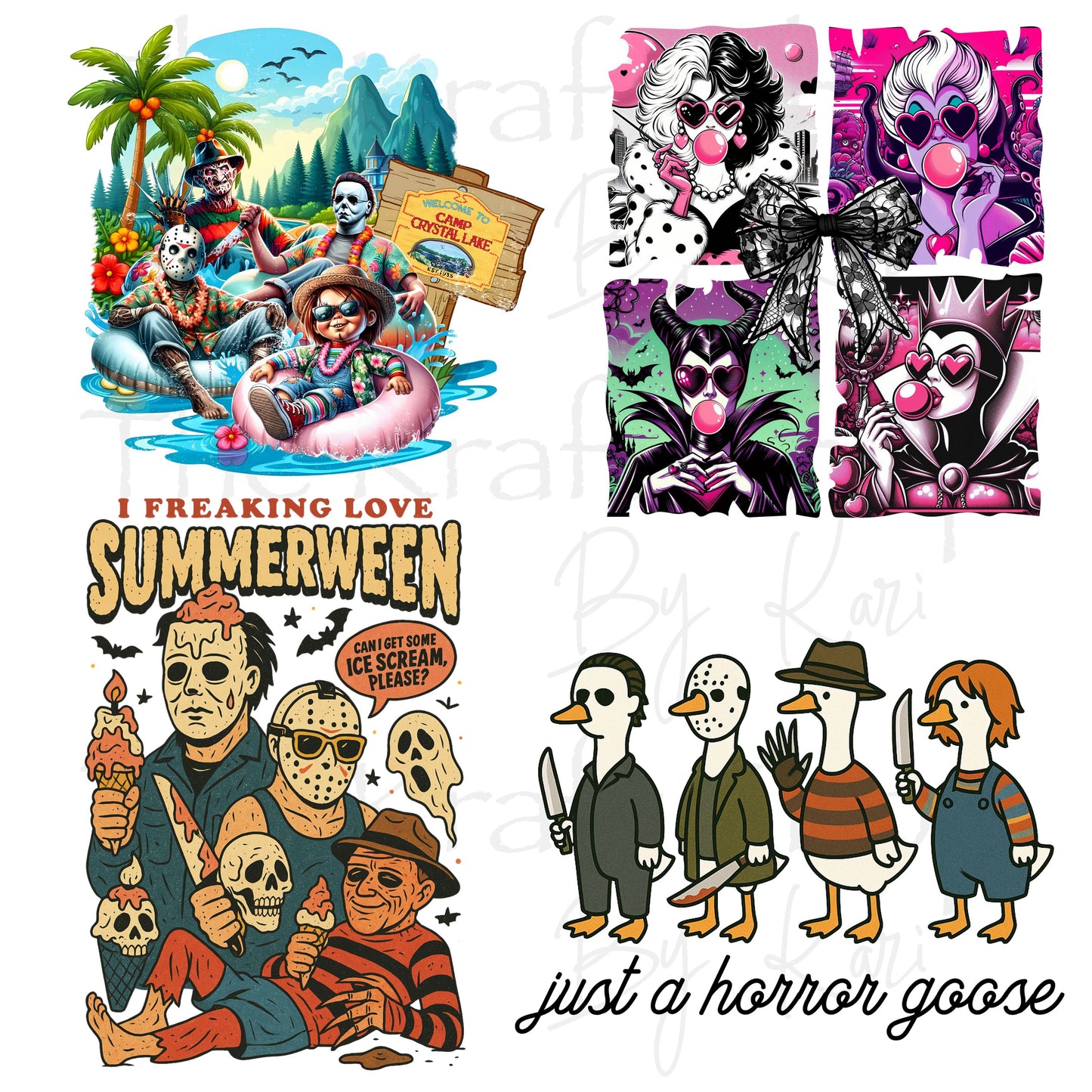 UV DTF Sticker print. Summer Horror Halloween bundle image permanent sticker tumbler decal  #7317