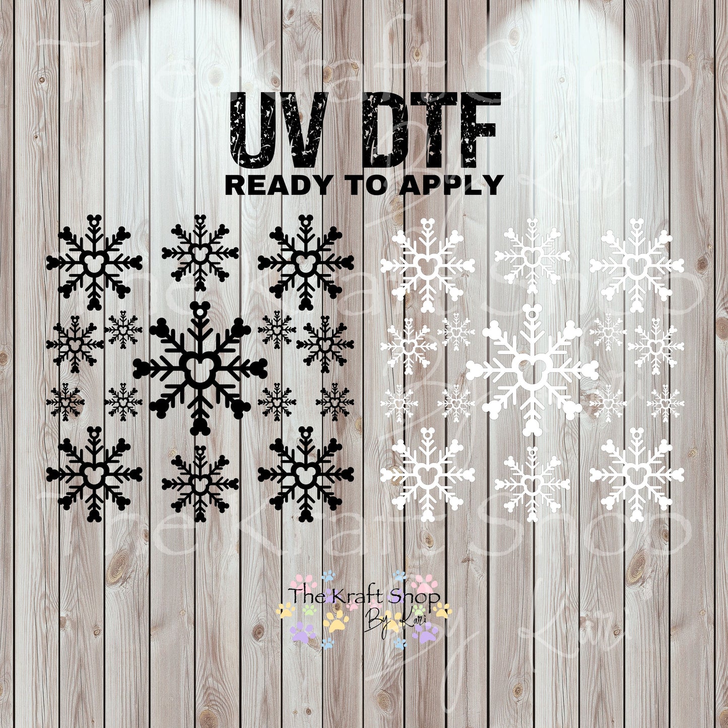 UV DTF Sticker print. Mick snowflake bundle element sheet permanent sticker tumbler decal  #7318